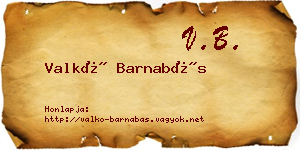Valkó Barnabás névjegykártya