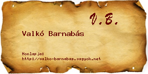 Valkó Barnabás névjegykártya
